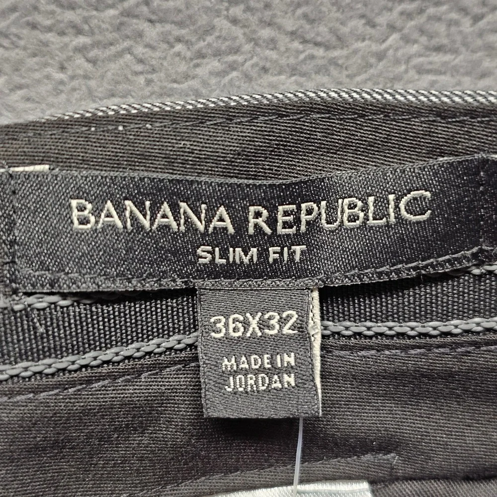 NWT Banana Republic Mens Slim Fit Gray Non-Iron Stretch Cotton Dress Pants 36x32
